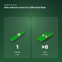 ROLLO ADHESIVO AIRON FIX 20M VERDE MATE - formato de venta: caja de 6