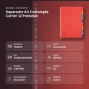 SEPARADOR A4 EXACOMPTA CARTÓN 12 PESTAÑAS - resumen de atributos