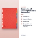 SEPARADOR A4 EXACOMPTA CARTÓN 6 PESTAÑAS - características principales
