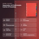 SEPARADOR A4 EXACOMPTA CARTÓN 6 PESTAÑAS - resumen de atributos