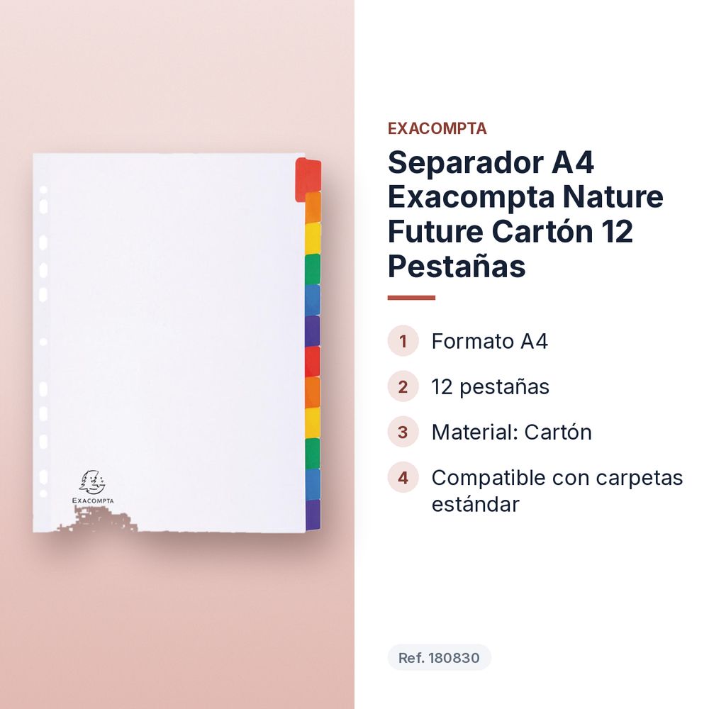 SEPARADOR A4 EXACOMPTA NATURE FUTURE CARTÓN 12 PESTAÑAS - características principales