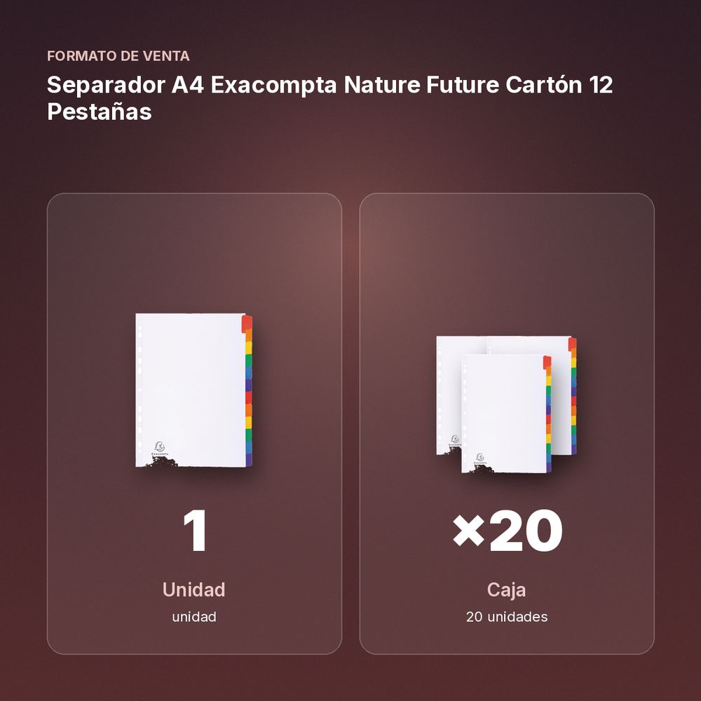 SEPARADOR A4 EXACOMPTA NATURE FUTURE CARTÓN 12 PESTAÑAS - formato de venta: caja de 20