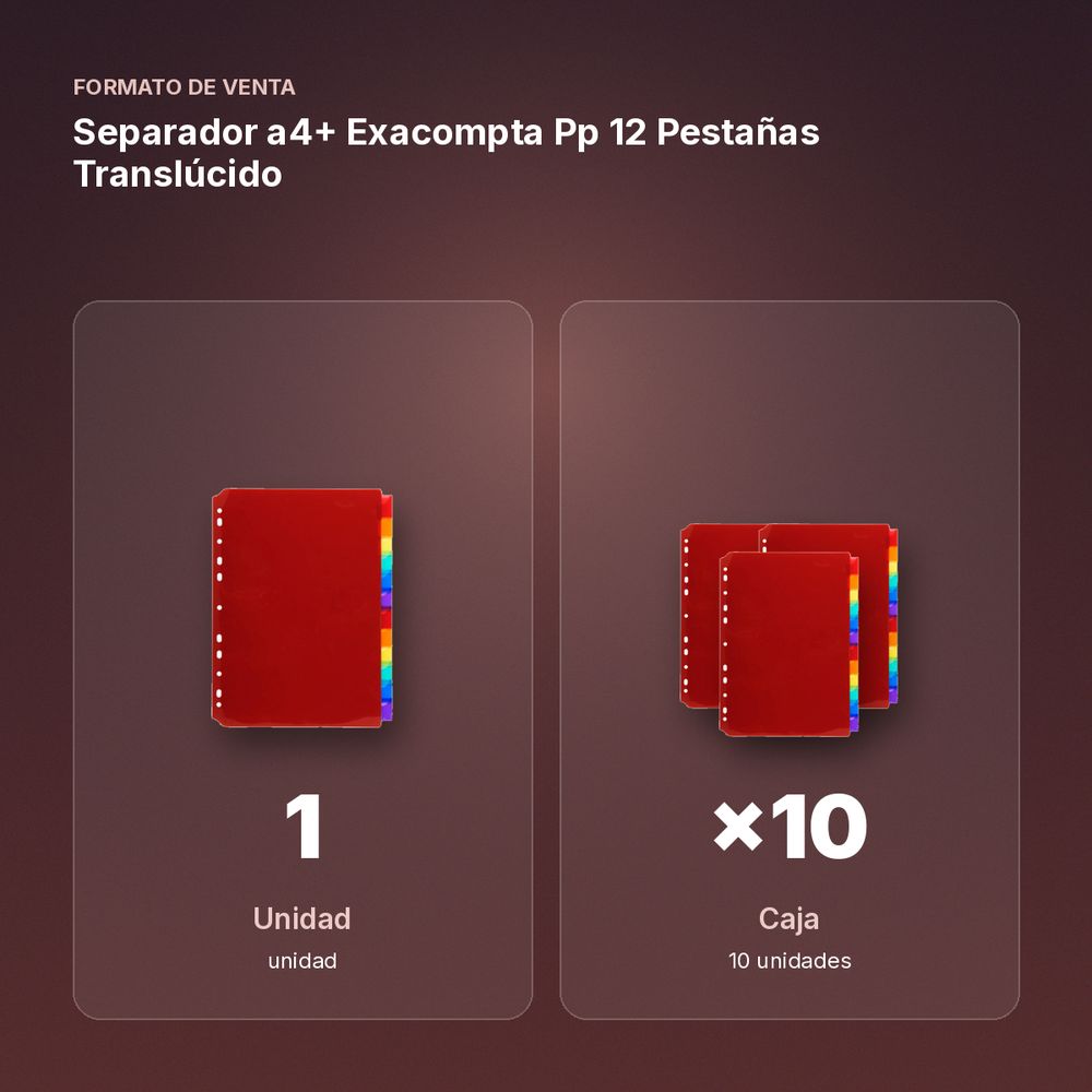 SEPARADOR A4+ EXACOMPTA PP 12 PESTAÑAS TRANSLÚCIDO - formato de venta: caja de 10