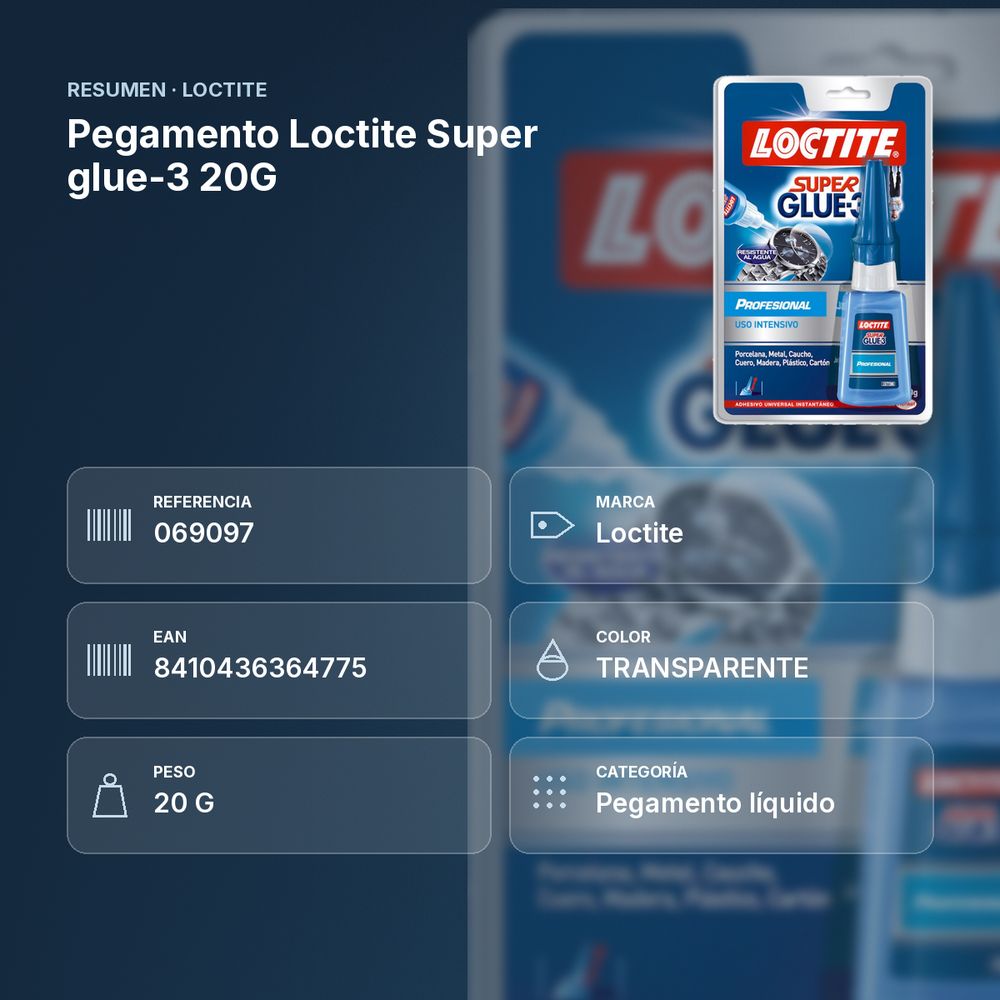 PEGAMENTO LOCTITE SUPER GLUE-3 20G  - resumen de atributos