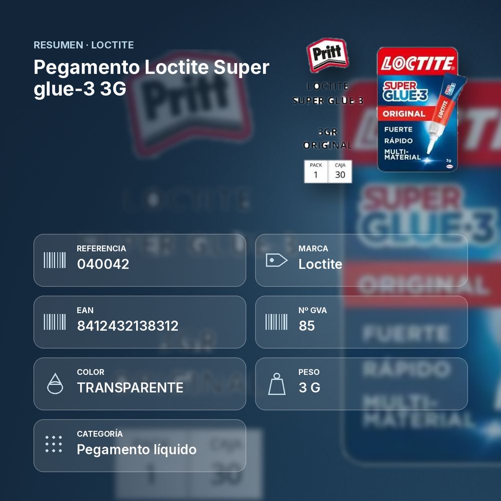 PEGAMENTO LOCTITE SUPER GLUE-3 3G  - resumen de atributos
