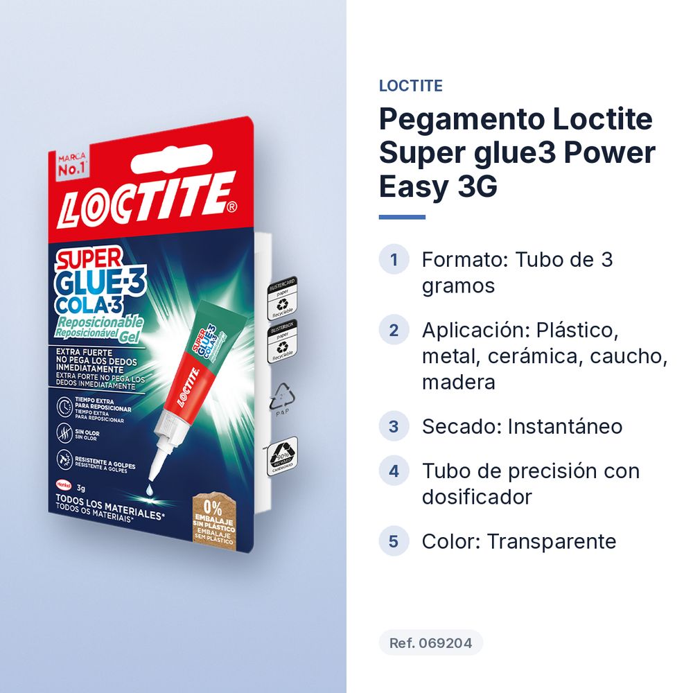 PEGAMENTO LOCTITE SUPER GLUE3 POWER EASY 3G - características principales