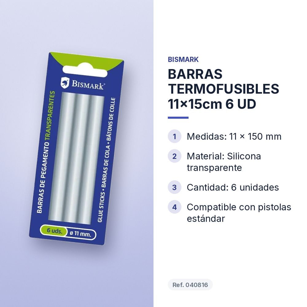 BARRAS TERMOFUSIBLES 11x15cm 6 UD - características principales
