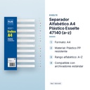 SEPARADOR ALFABÉTICO A4 PLÁSTICO ESSELTE 47140 (A–Z) - características principales