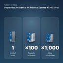 SEPARADOR ALFABÉTICO A4 PLÁSTICO ESSELTE 47140 (A–Z) - formato de venta: paquete de 100, caja de 1000