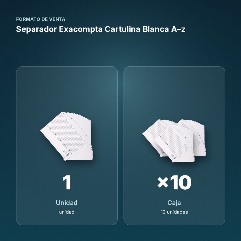 SEPARADOR EXACOMPTA CARTULINA BLANCA A–Z  - formato de venta: caja de 10