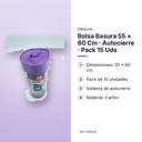 BOLSA BASURA 55 × 60 CM · AUTOCIERRE · PACK 15 UDS - características principales