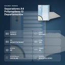 SEPARADORES A4 POLIPROPILENO 12 DEPARTAMENTOS  - resumen de atributos