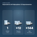 SEPARADORES A4 POLIPROPILENO 12 DEPARTAMENTOS  - formato de venta: paquete de 12, caja de 144