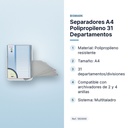 SEPARADORES A4 POLIPROPILENO 31 DEPARTAMENTOS  - características principales