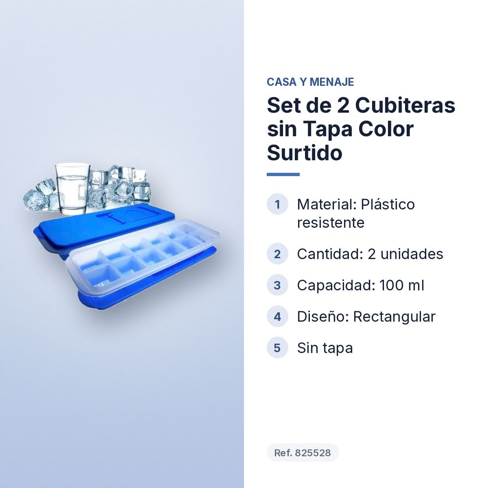 SET DE 2 CUBITERAS SIN TAPA COLOR SURTIDO - características principales