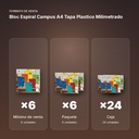 BLOC ESPIRAL CAMPUS A4 TAPA PLASTICO MILIMETRADO - formato de venta: paquete de 6, caja de 24
