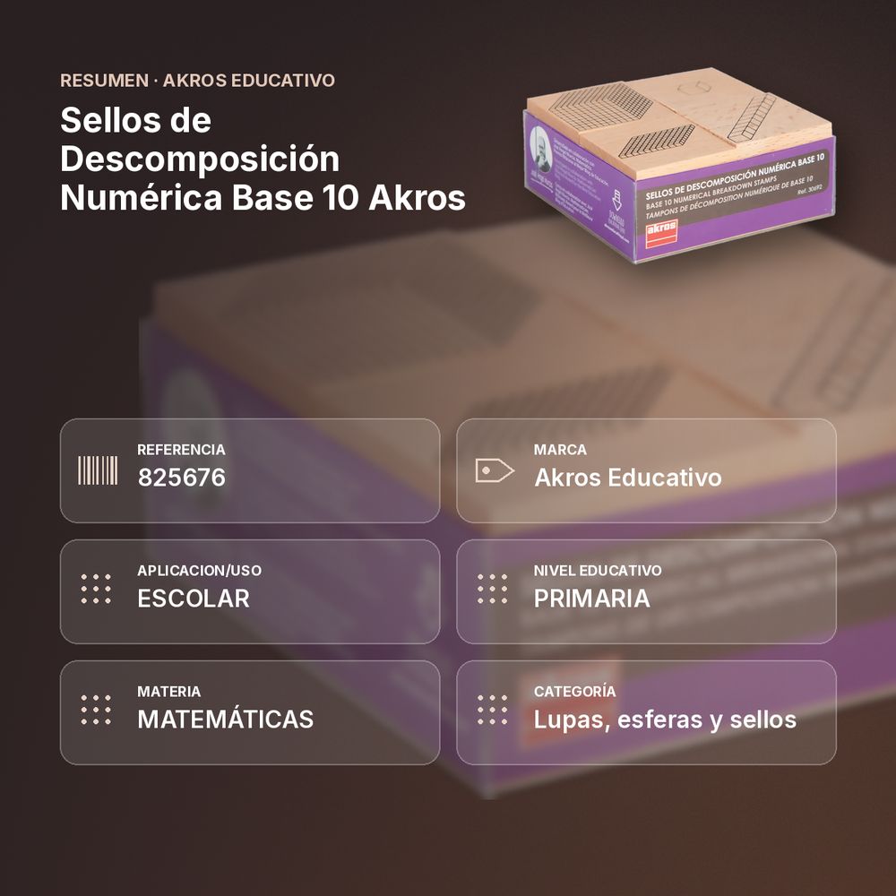 SELLOS DE DESCOMPOSICIÓN NUMÉRICA BASE 10 AKROS - resumen de atributos