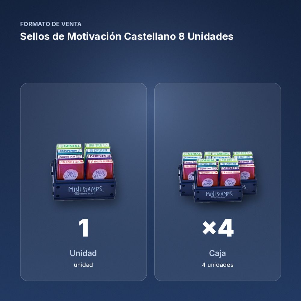 SELLOS DE MOTIVACIÓN CASTELLANO 8 UNIDADES - formato de venta: caja de 4