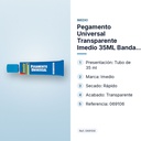 PEGAMENTO UNIVERSAL TRANSPARENTE IMEDIO 35ML BANDA AZUL - características principales