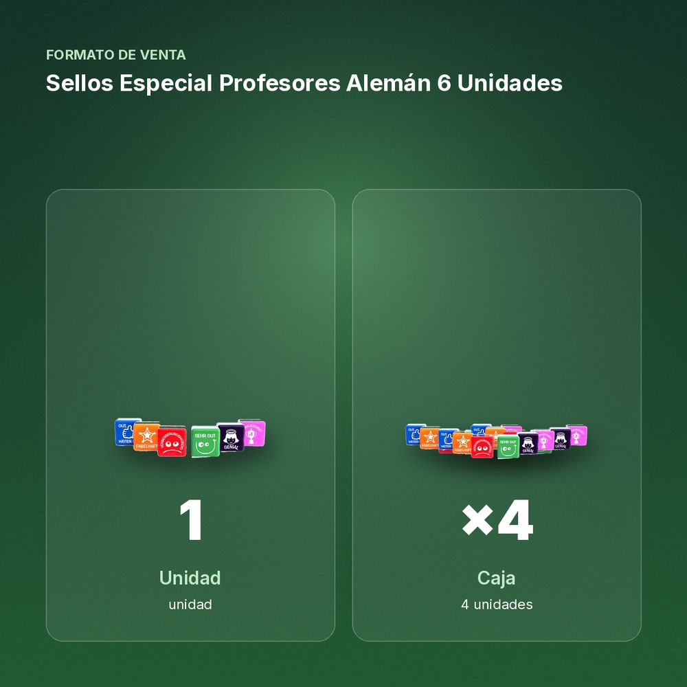 SELLOS ESPECIAL PROFESORES ALEMÁN 6 UNIDADES - formato de venta: caja de 4