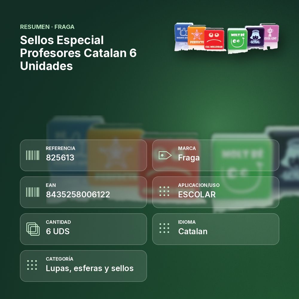 SELLOS ESPECIAL PROFESORES CATALAN 6 UNIDADES - resumen de atributos