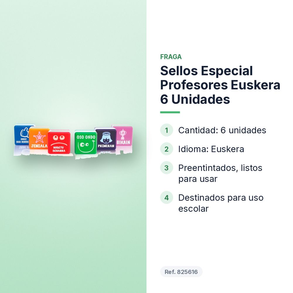 SELLOS ESPECIAL PROFESORES EUSKERA 6 UNIDADES - características principales