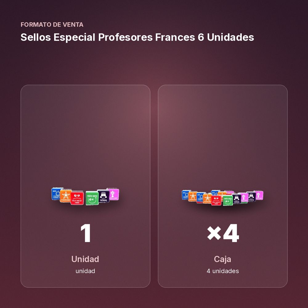 SELLOS ESPECIAL PROFESORES FRANCES 6 UNIDADES - formato de venta: caja de 4