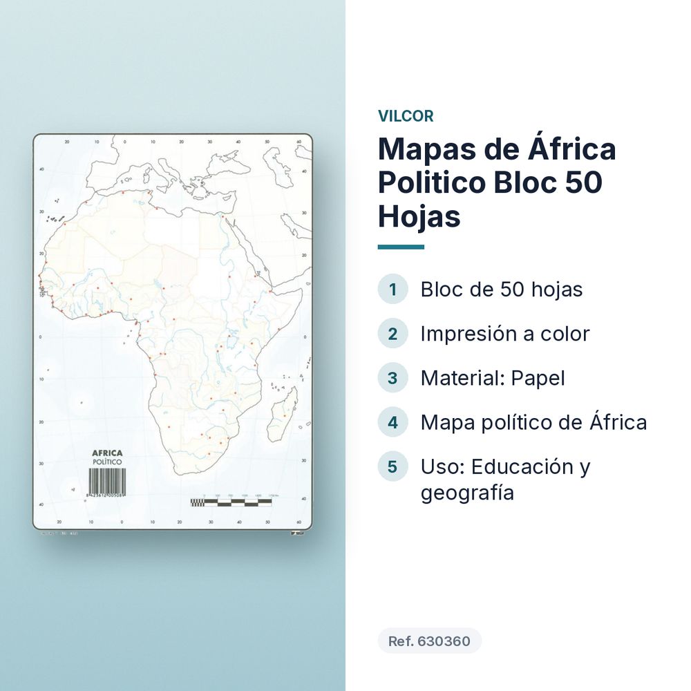 MAPAS DE ÁFRICA POLITICO BLOC 50 HOJAS - características principales