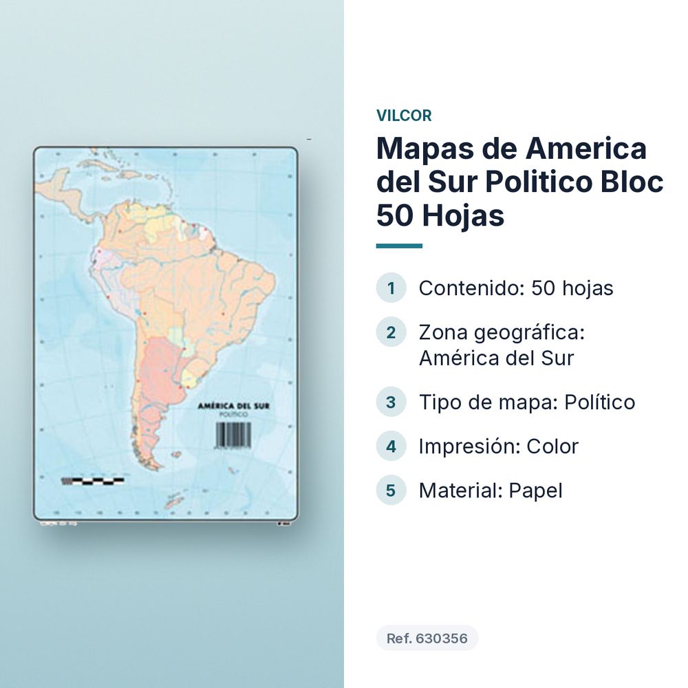 MAPAS DE AMERICA DEL SUR POLITICO BLOC 50 HOJAS - características principales