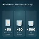 MAPAS DE AMERICA DEL SUR POLITICO BLOC 50 HOJAS - formato de venta: paquete de 50, caja de 500