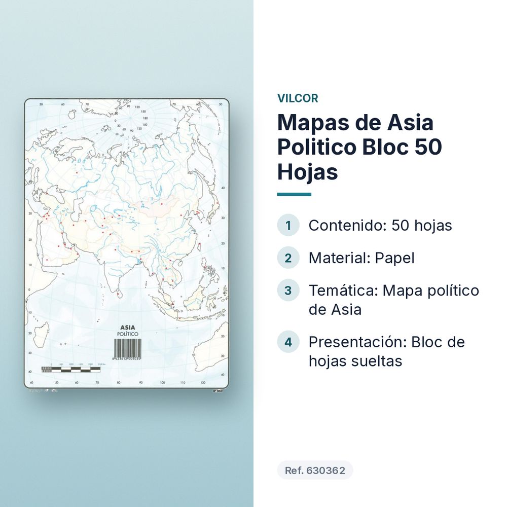 MAPAS DE ASIA POLITICO BLOC 50 HOJAS - características principales