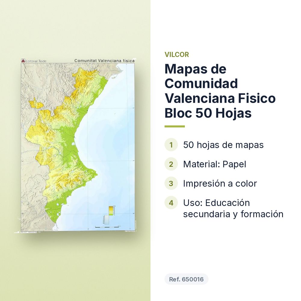MAPAS DE COMUNIDAD VALENCIANA FISICO BLOC 50 HOJAS - características principales