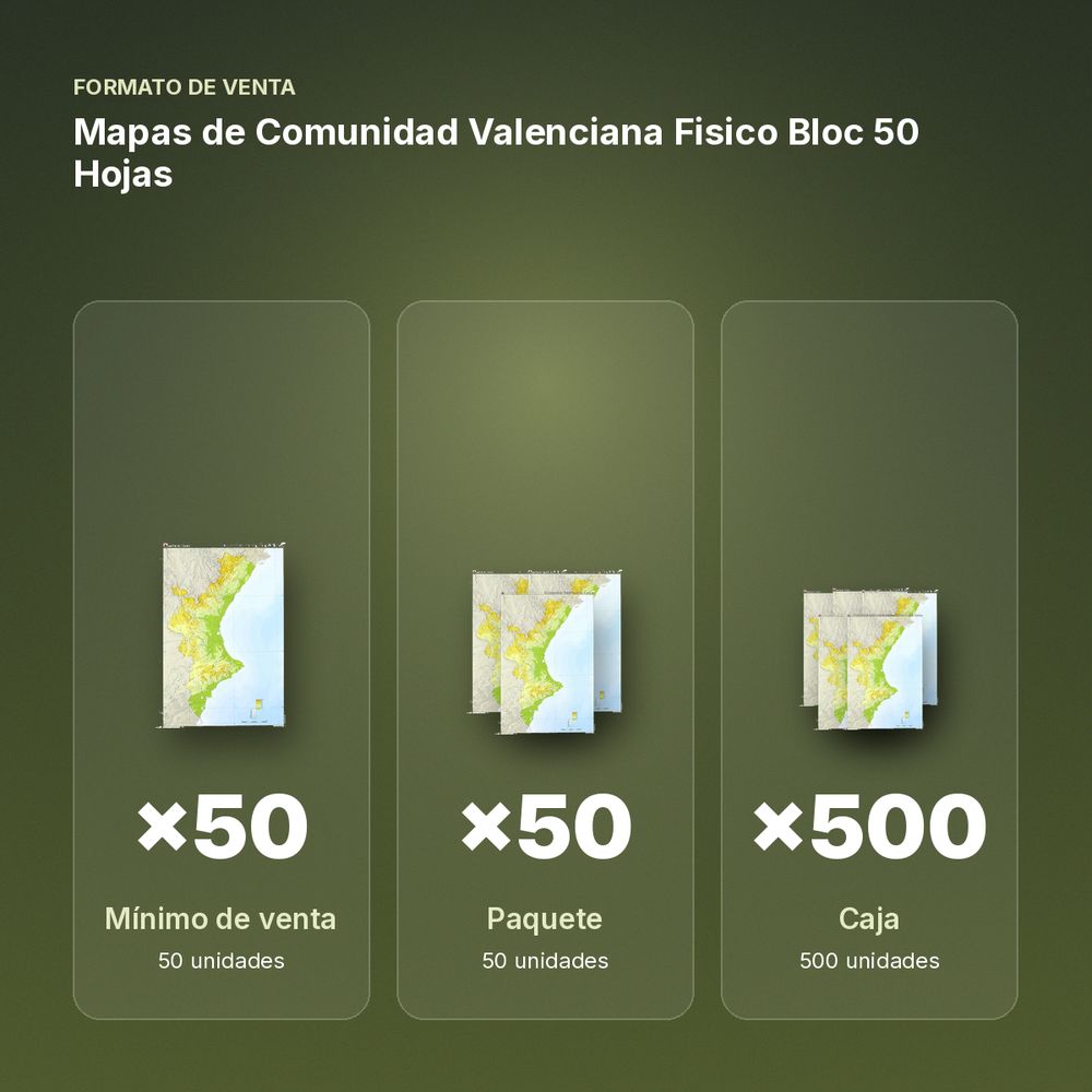 MAPAS DE COMUNIDAD VALENCIANA FISICO BLOC 50 HOJAS - formato de venta: paquete de 50, caja de 500