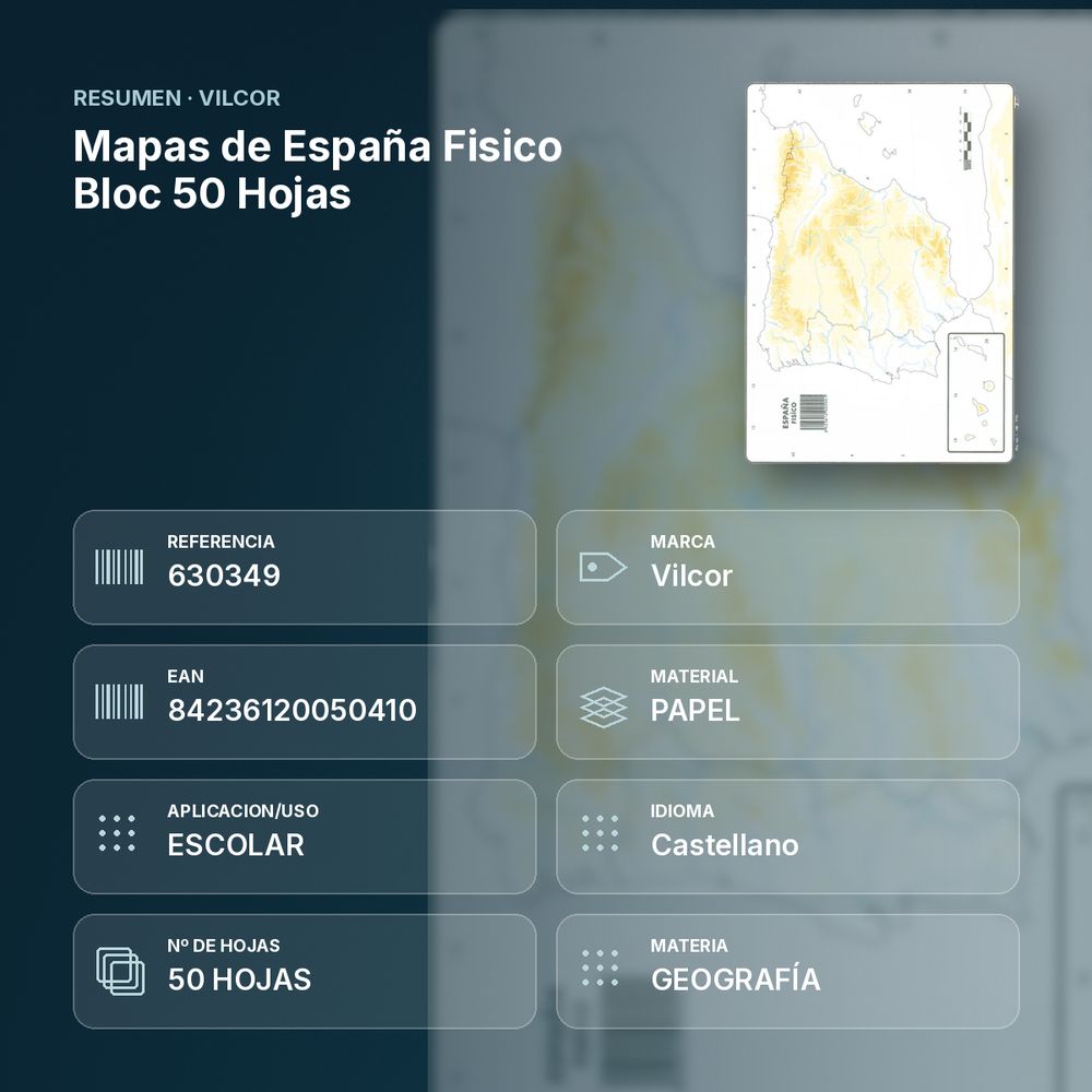 MAPAS DE ESPAÑA FISICO BLOC 50 HOJAS - resumen de atributos