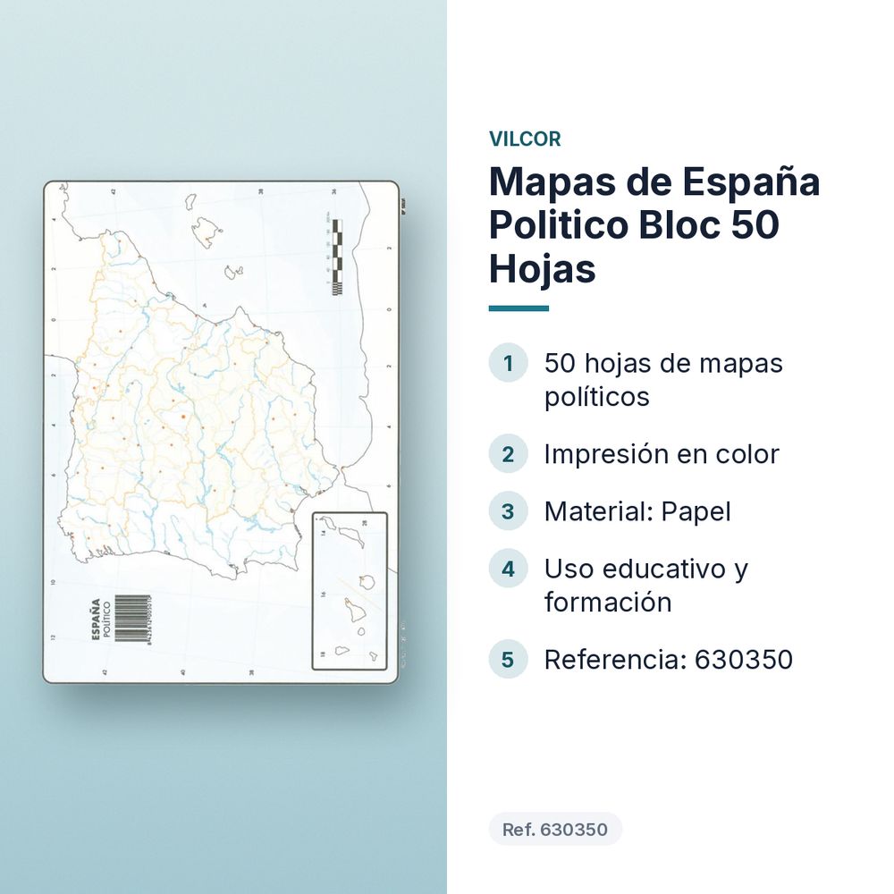 MAPAS DE ESPAÑA POLITICO BLOC 50 HOJAS - características principales