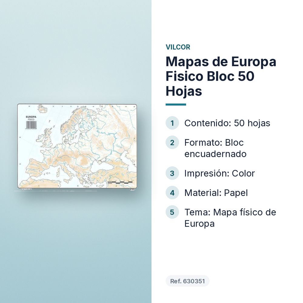 MAPAS DE EUROPA FISICO BLOC 50 HOJAS - características principales