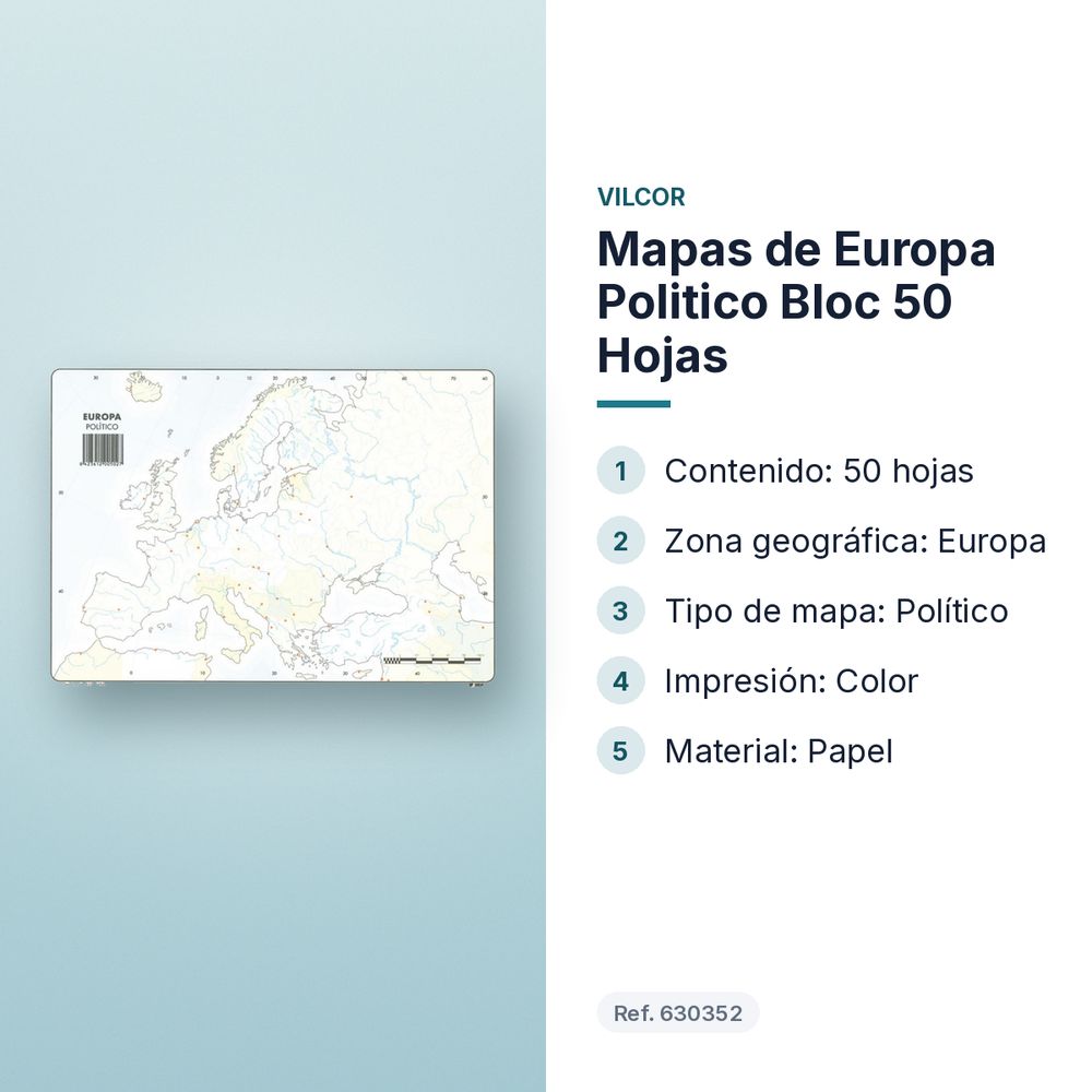 MAPAS DE EUROPA POLITICO BLOC 50 HOJAS - características principales