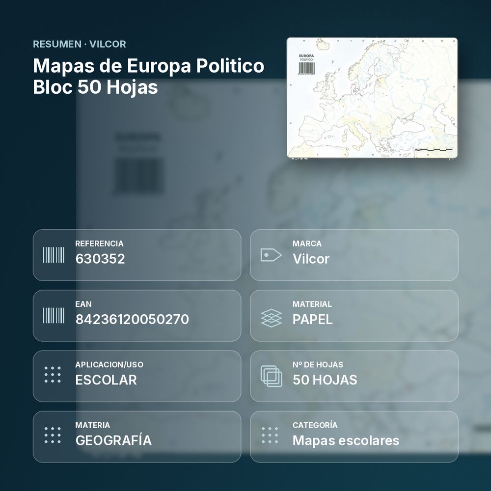MAPAS DE EUROPA POLITICO BLOC 50 HOJAS - resumen de atributos
