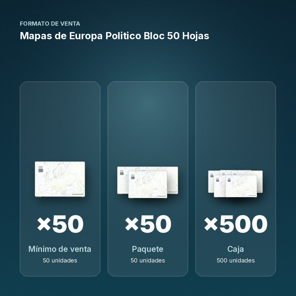 MAPAS DE EUROPA POLITICO BLOC 50 HOJAS - formato de venta: paquete de 50, caja de 500