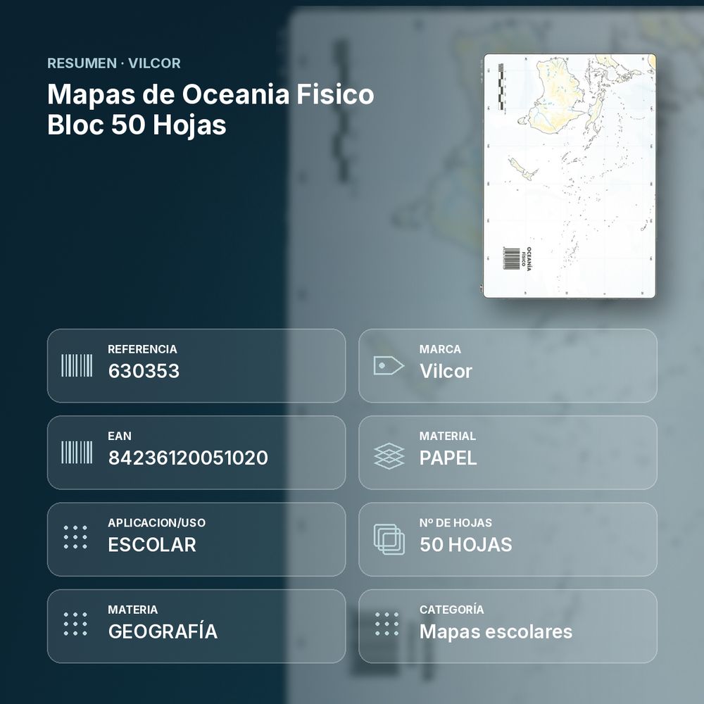 MAPAS DE OCEANIA FISICO BLOC 50 HOJAS - resumen de atributos