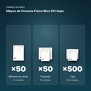 MAPAS DE OCEANIA FISICO BLOC 50 HOJAS - formato de venta: paquete de 50, caja de 500