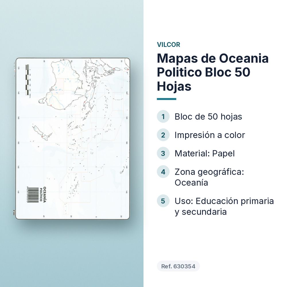 MAPAS DE OCEANIA POLITICO BLOC 50 HOJAS - características principales