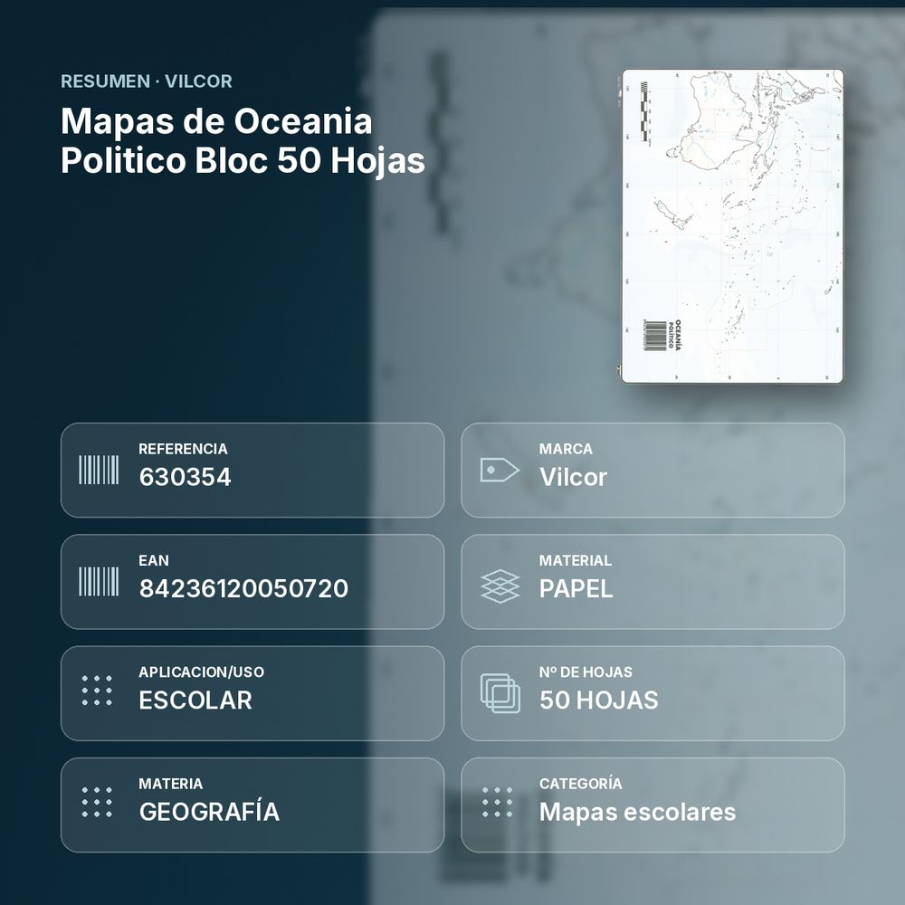 MAPAS DE OCEANIA POLITICO BLOC 50 HOJAS - resumen de atributos