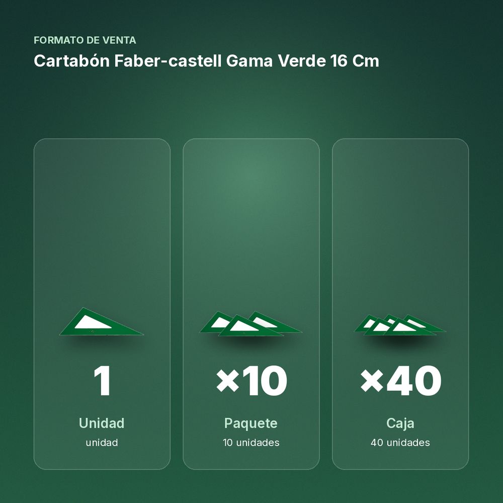 CARTABÓN FABER-CASTELL GAMA VERDE 16 CM - formato de venta: paquete de 10, caja de 40