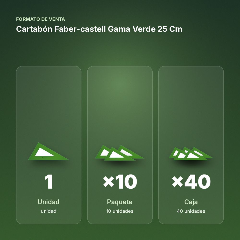 CARTABÓN FABER-CASTELL GAMA VERDE 25 CM  - formato de venta: paquete de 10, caja de 40