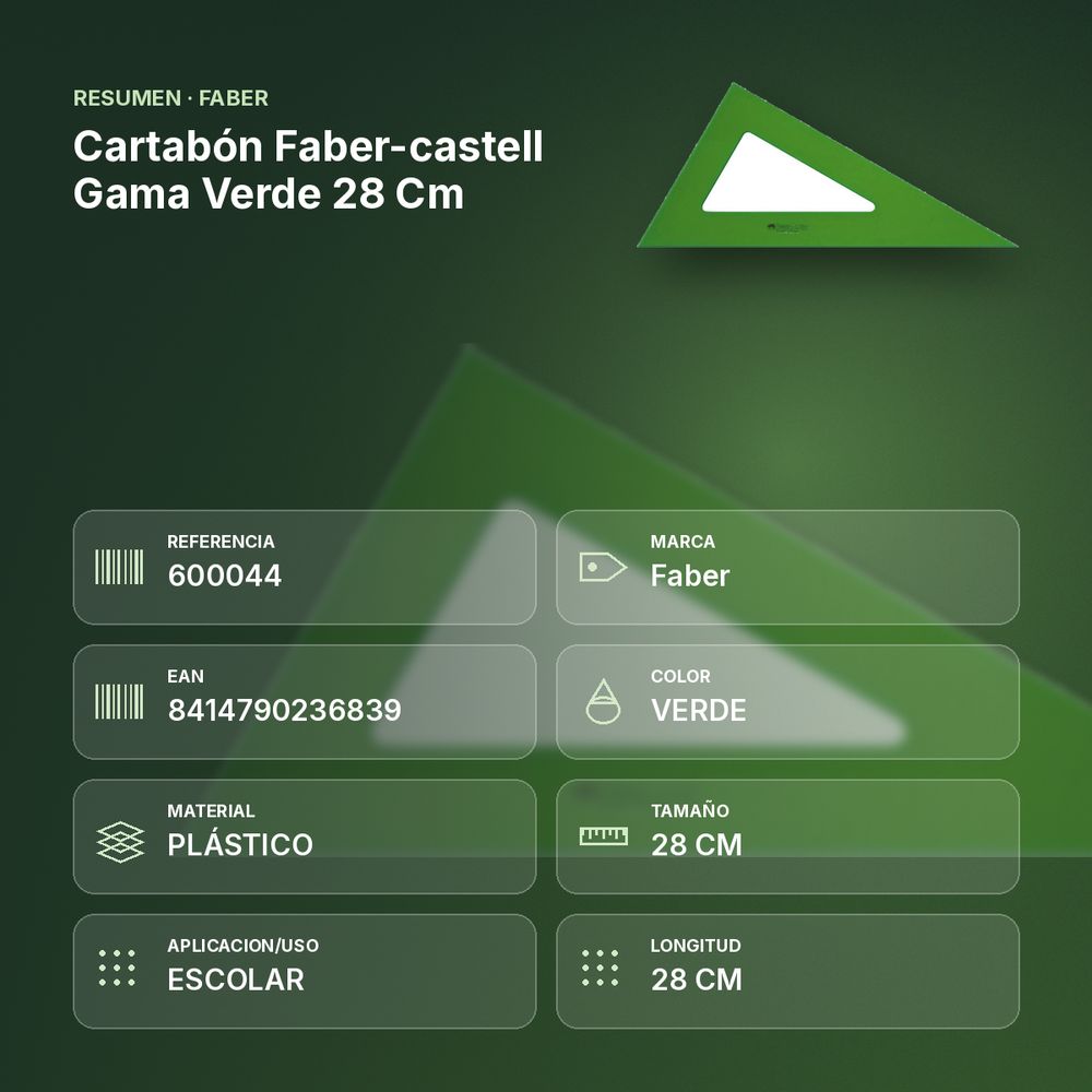 CARTABÓN FABER-CASTELL GAMA VERDE 28 CM  - resumen de atributos
