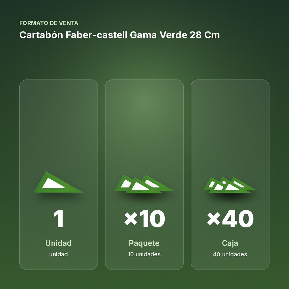 CARTABÓN FABER-CASTELL GAMA VERDE 28 CM  - formato de venta: paquete de 10, caja de 40