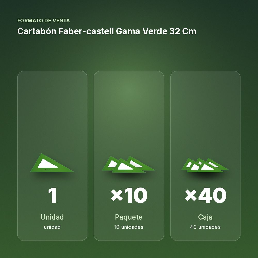 CARTABÓN FABER-CASTELL GAMA VERDE 32 CM - formato de venta: paquete de 10, caja de 40
