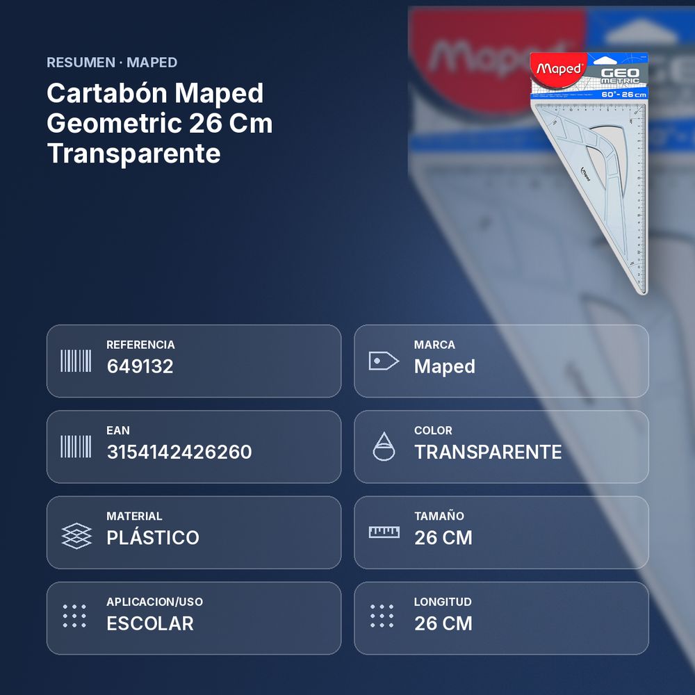 CARTABÓN MAPED GEOMETRIC 26 CM TRANSPARENTE - resumen de atributos