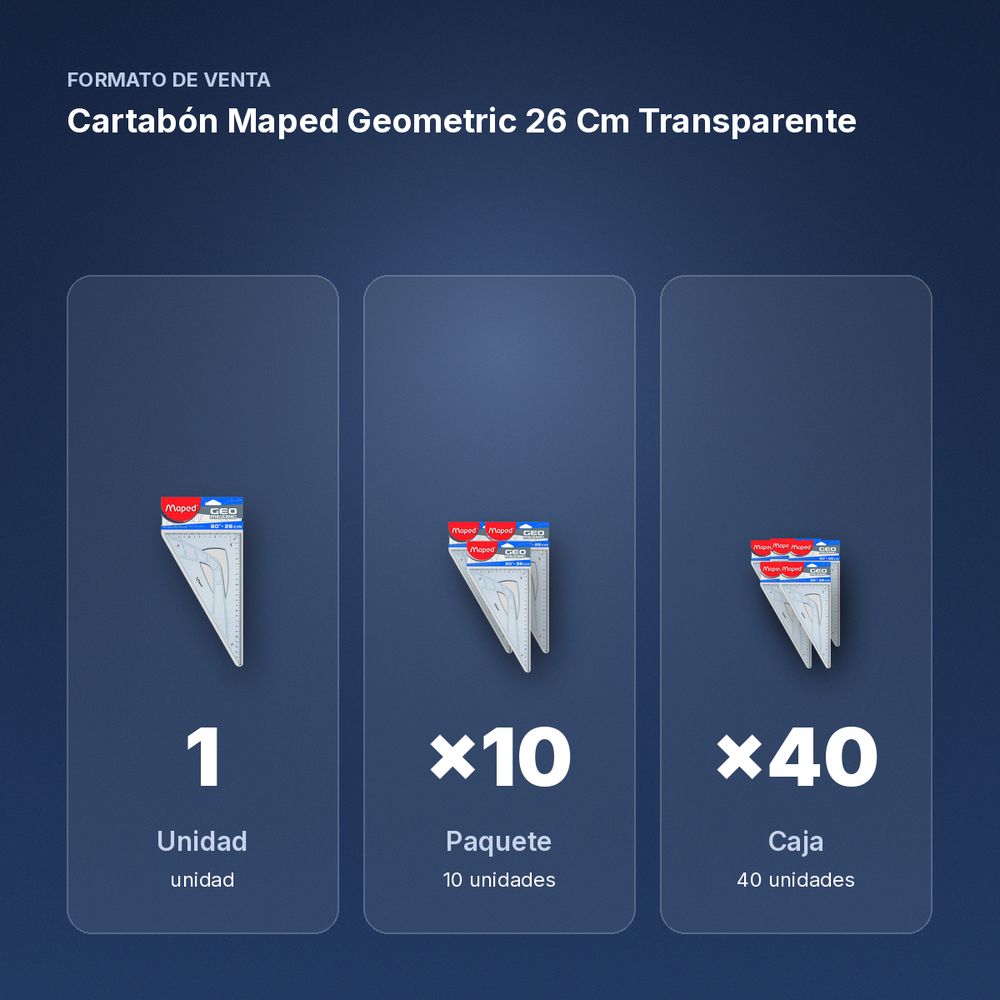 CARTABÓN MAPED GEOMETRIC 26 CM TRANSPARENTE - formato de venta: paquete de 10, caja de 40